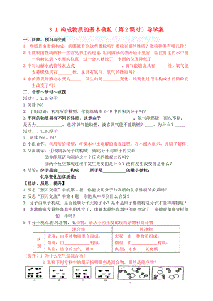 江蘇省高郵市車邏初級中學九年級化學全冊 3.1 構(gòu)成物質(zhì)的基本微粒（第2課時）導學案（無答案） 滬教版