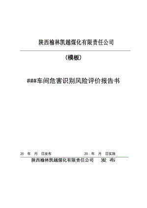 某煤化公司車間危害識(shí)別風(fēng)險(xiǎn)評(píng)價(jià)報(bào)告書