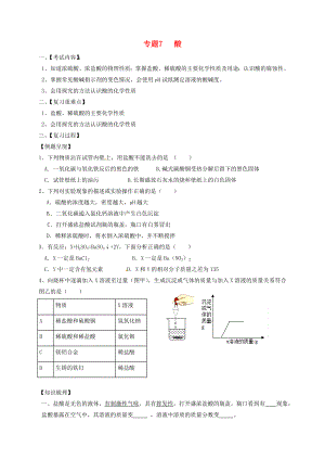 江蘇省句容市2020屆中考化學(xué)一輪復(fù)習(xí) 專題匯編 專題7 酸（無答案）