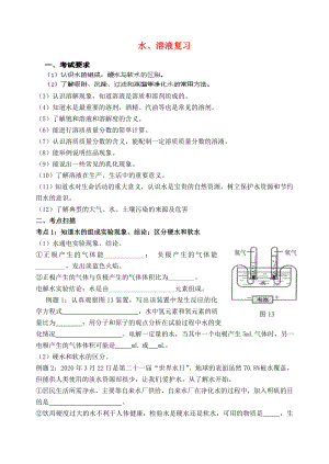 江蘇省無錫地區(qū)2020屆中考第一輪復(fù)習(xí) 水、溶液學(xué)案（無答案） 新人教版