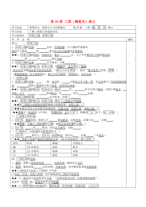 （2020年秋季版）江蘇省宿遷市現(xiàn)代實驗學(xué)校七年級歷史上冊 第20課 三國（魏蜀吳）鼎立學(xué)案（無答案） 岳麓版