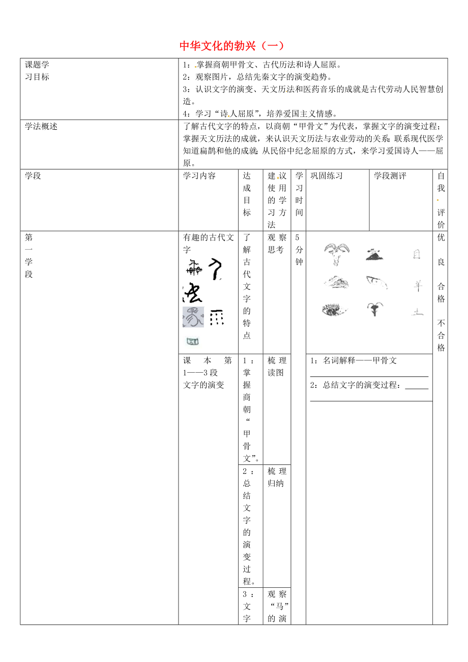 甘肅省西和縣十里鄉(xiāng)初級中學(xué)七年級歷史上冊 第二單元 第8課 中華文化的勃興（一）導(dǎo)學(xué)案（無答案） 新人教版_第1頁