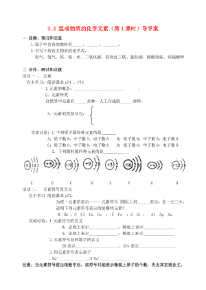 江蘇省高郵市車邏初級中學九年級化學全冊 3.2 組成物質(zhì)的化學元素（第1課時）導學案（無答案） 滬教版