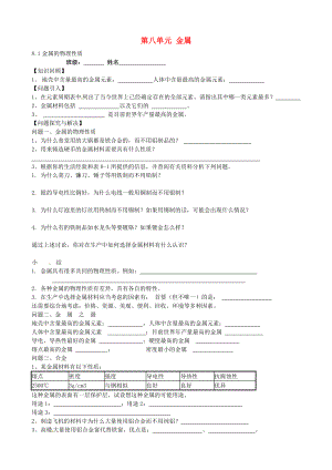 江蘇省南京市溧水縣孔鎮(zhèn)中學(xué)九年級化學(xué)下冊 第八單元 金屬學(xué)案（無答案） 新人教版