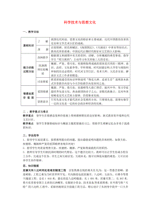 河南師大附中八年級歷史上冊 第21-22課 科學(xué)技術(shù)與思想文化教學(xué)案（無答案） 新人教版