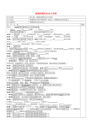 江蘇省宿遷市現(xiàn)代實(shí)驗(yàn)學(xué)校七年級歷史上冊 第9課 戰(zhàn)國時(shí)期的社會大變革學(xué)案（無答案） 岳麓版（通用）