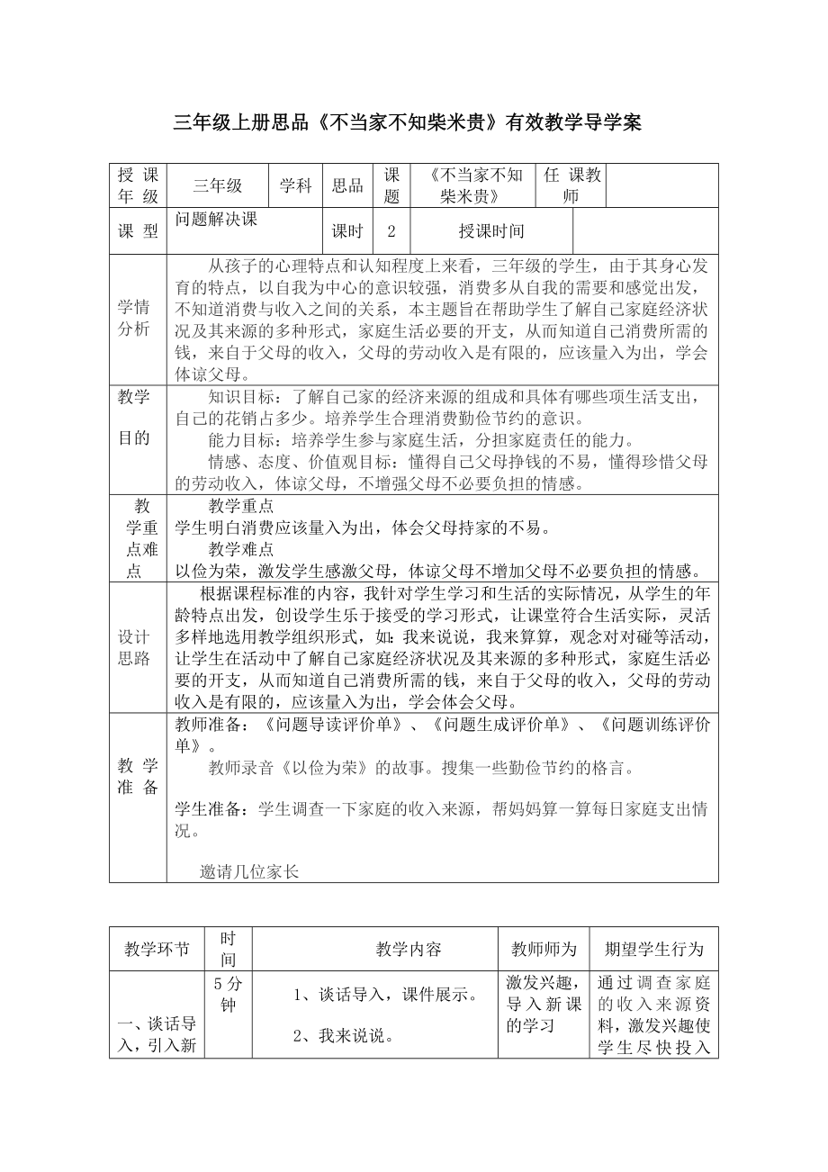 《不當家不知柴米貴》一案三單_第1頁