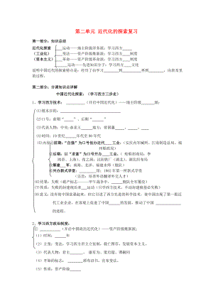 湖南省長沙市長郡芙蓉中學(xué)八年級歷史上冊 第二單元 近代化的探索復(fù)習(xí)（無答案） 新人教版