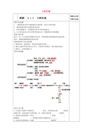 陕西省西安市庆安高级中学七年级生物下册 4.1.2 人的生殖导学案（无答案） 新人教版（通用）