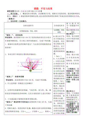 湖北省武漢市魯巷中學八年級生物上冊 開花與結(jié)果導學案（無答案） 新人教版