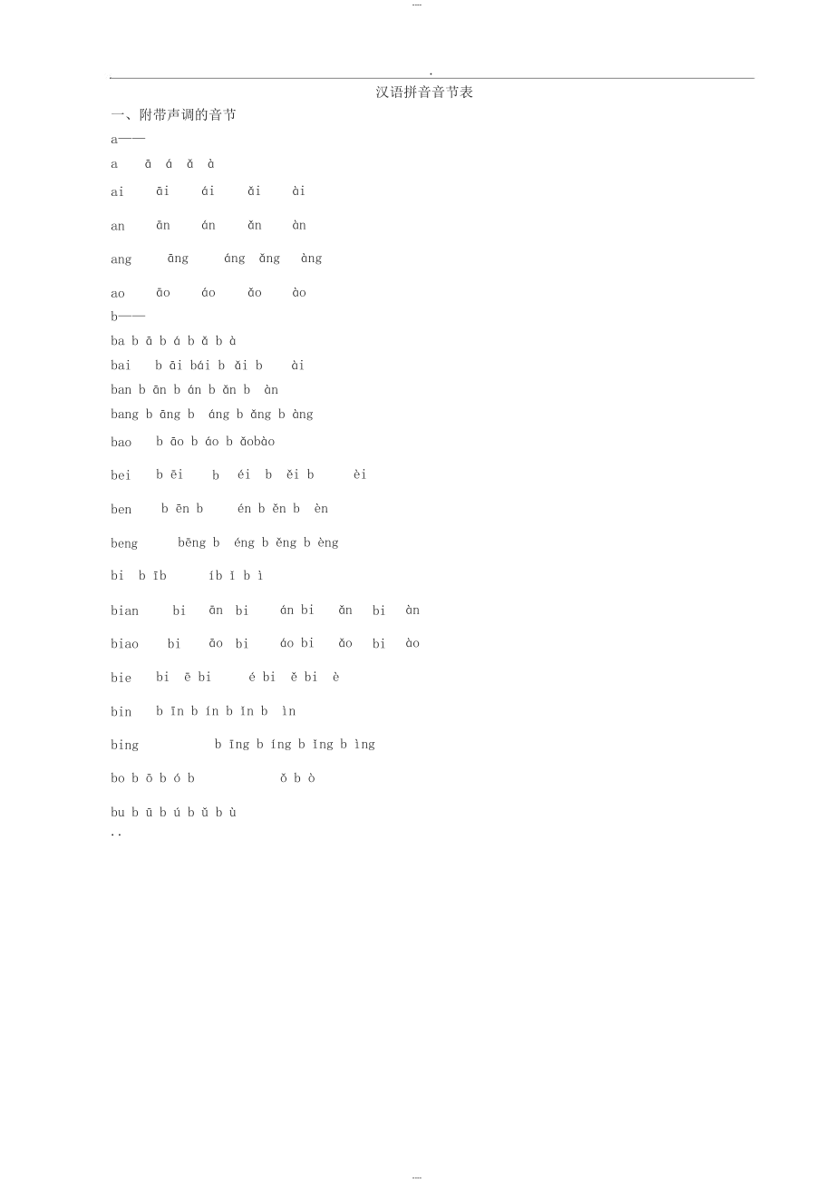 汉语拼音音节表(带声调音节)_第1页
