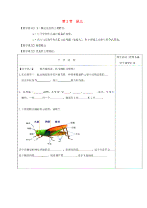 江蘇省淮安市七年級生物下冊 第12章 第2節(jié) 昆蟲教學(xué)案（無答案）（新版）蘇科版（通用）