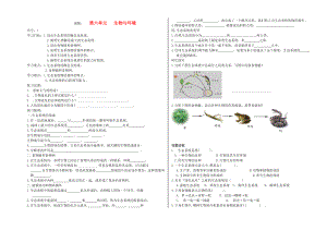 山東省德州市夏津?qū)嶒炛袑W(xué)九年級生物《課題 第六單元 生物與環(huán)境》學(xué)案（無答案）