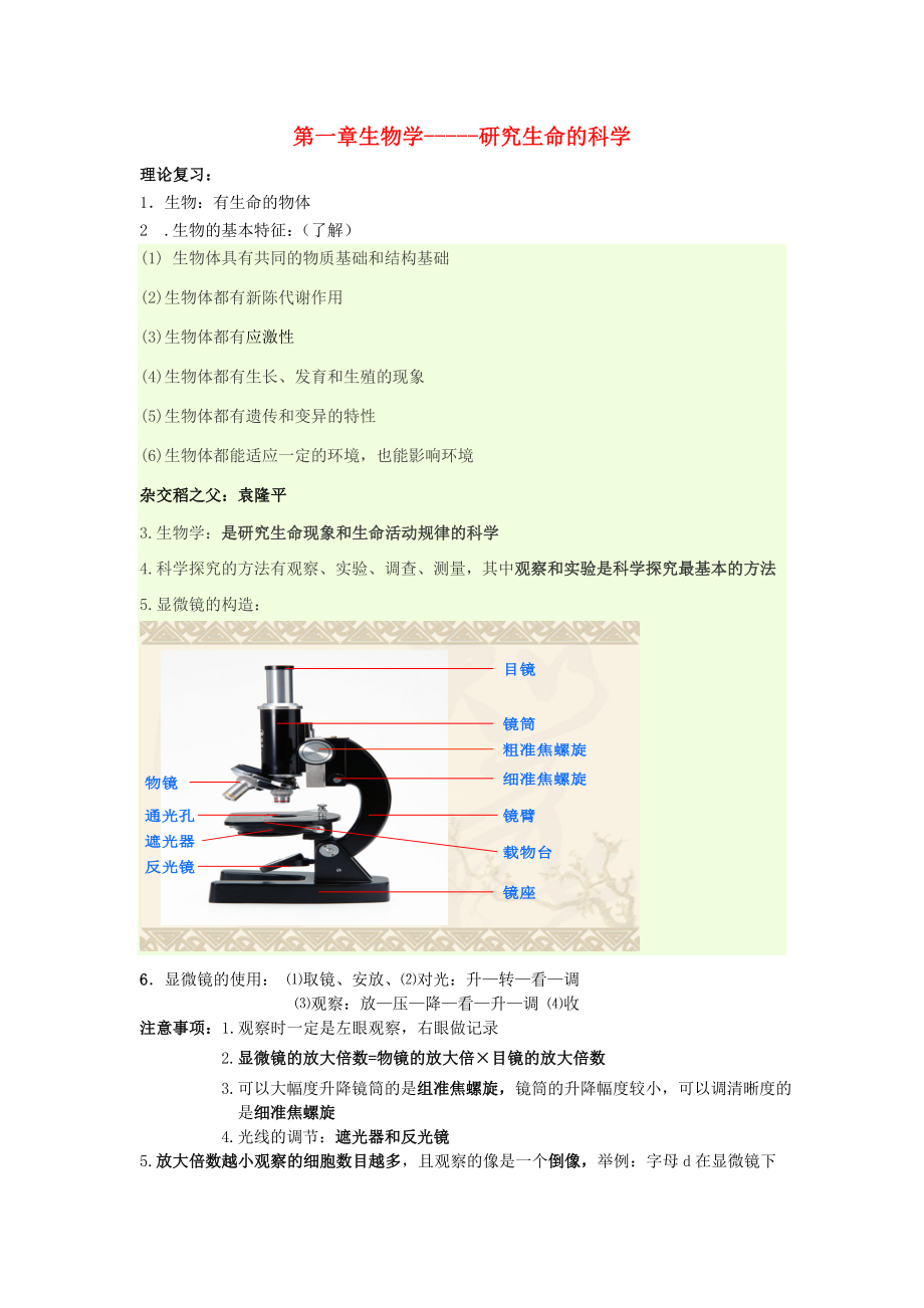 七年級(jí)生物上冊(cè) 第一單元 第1章 生物學(xué) 研究生命的科學(xué)素材 （新版）蘇科版（通用）_第1頁(yè)