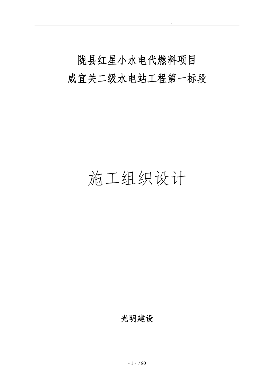 陇县小水电代燃料项目技术标范本_第1页