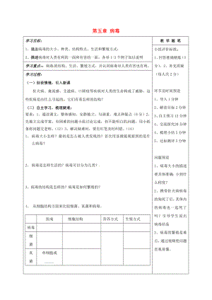 山西省陽(yáng)泉市八年級(jí)生物上冊(cè) 第五單元 第五章 病毒導(dǎo)學(xué)案（無(wú)答案）（新版）新人教版