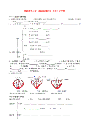 山東省淄博市沂源縣中莊鄉(xiāng)中學(xué)八年級生物上冊 第四章 第三節(jié)《輸送血液的泵 心臟》導(dǎo)學(xué)案（無答案） 魯科版