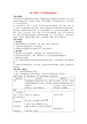 七年級生物上：第5章第1節(jié) 有機物從哪里來 教案蘇科版