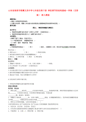 山東省高密市銀鷹文昌中學七年級生物下冊 神經(jīng)調節(jié)的結構基礎一學案（無答案） 新人教版