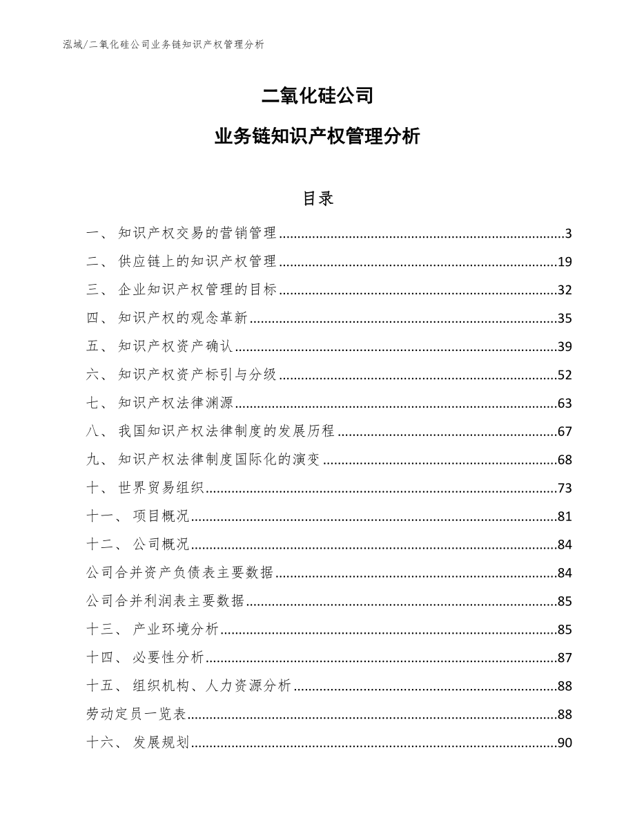 二氧化硅公司业务链知识产权管理分析（范文）_第1页