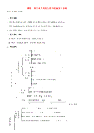 山東省東營市第二中學(xué)八年級生物 《第三章人類的生殖和發(fā)育》復(fù)習(xí)學(xué)案（無答案）