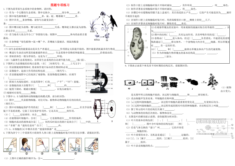 七年級(jí)生物上冊(cè) 圖題專項(xiàng)練習(xí) 魯科版（通用）_第1頁(yè)