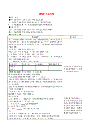 山東泰安市八年級生物下冊 8.2.1《遺傳的物質(zhì)基礎》學案（無答案） 魯教版五四制