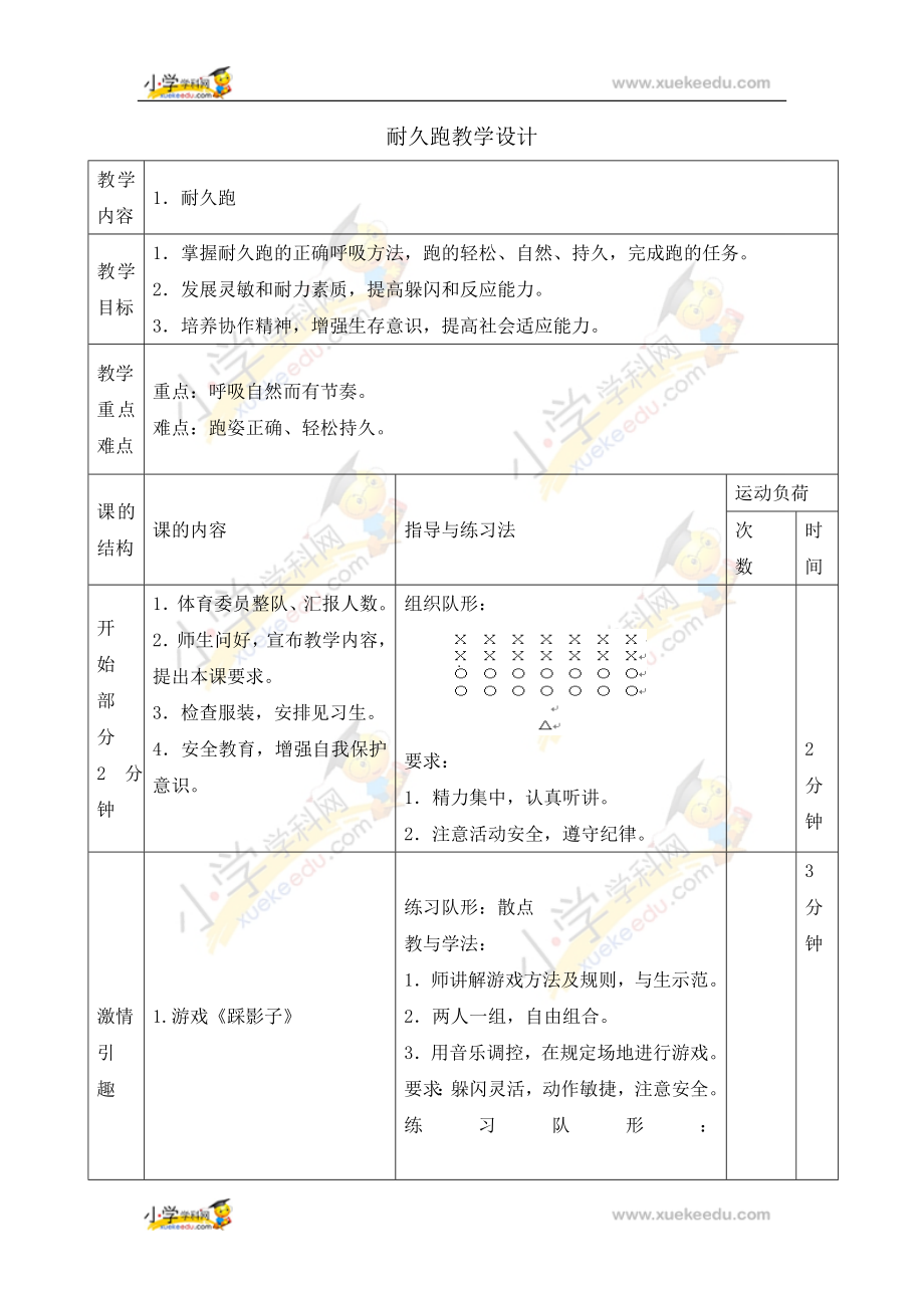 六年級體育教案- 耐久跑 浙教課標(biāo)版_第1頁