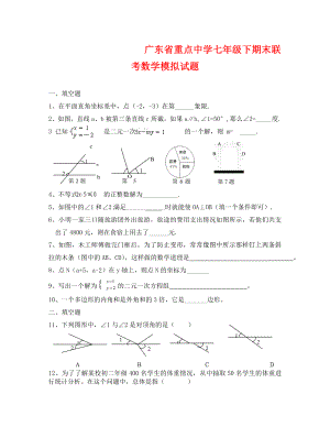 广东省重点中学七年级下数学期末模拟试题（通用）