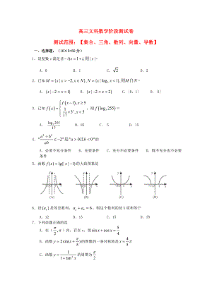 吉林省東北師范大學(xué)附屬中學(xué)2020屆高三數(shù)學(xué)第一輪復(fù)習(xí) 階段測試卷 集合、三角、數(shù)列、向量、導(dǎo)數(shù) 文