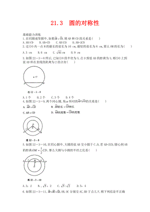 北京课改版数学九上21.3《圆的对称性》练习题