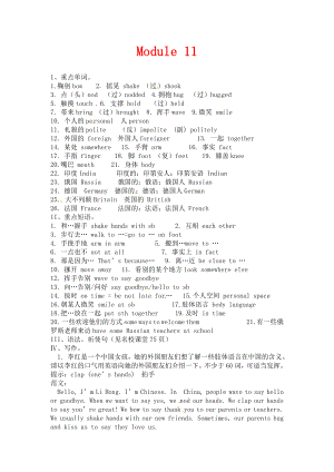 外研版英語七年級下冊Module 11《Body language》重點(diǎn)單詞練習(xí)