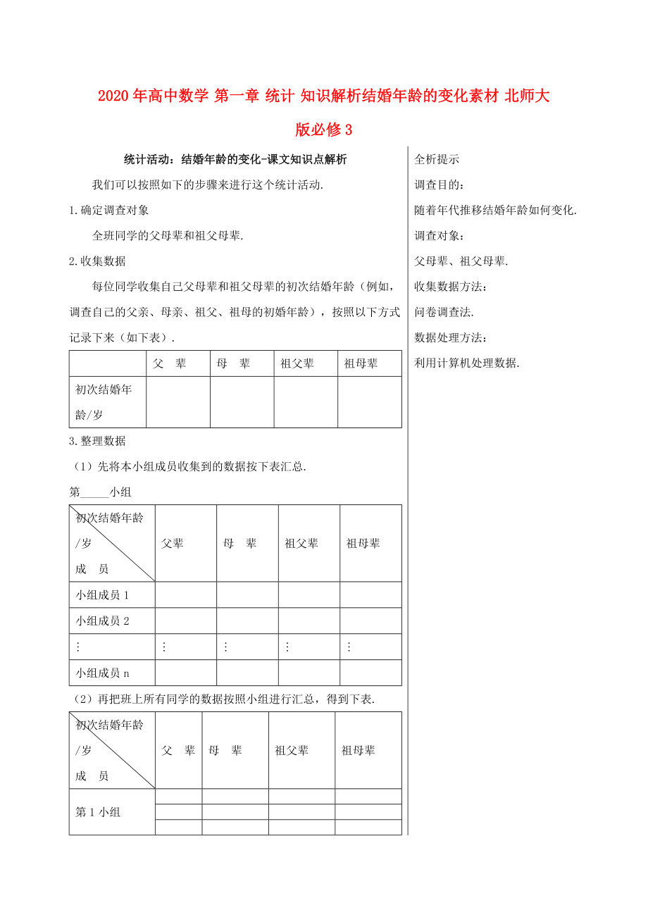 2020年高中數學 第一章 統(tǒng)計 知識解析結婚年齡的變化素材 北師大版必修3_第1頁