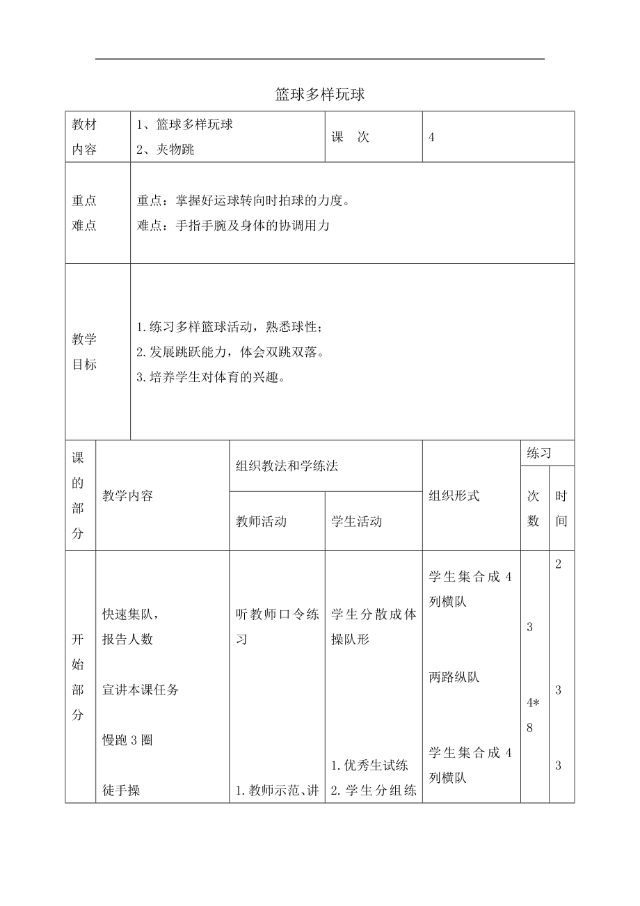 六年級體育教案-籃球多樣玩球 浙教課標(biāo)版_第1頁