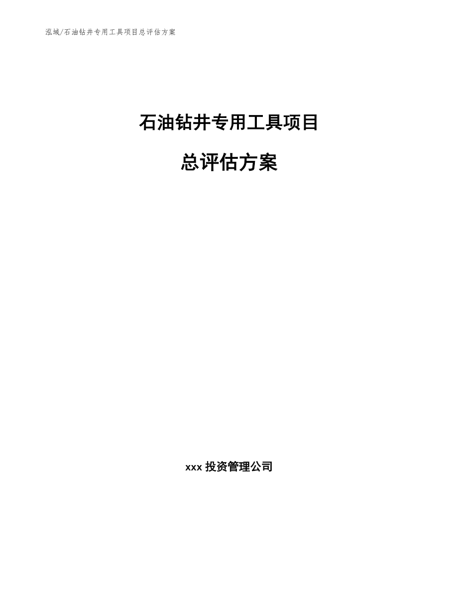 石油钻井专用工具项目总评估方案_第1页