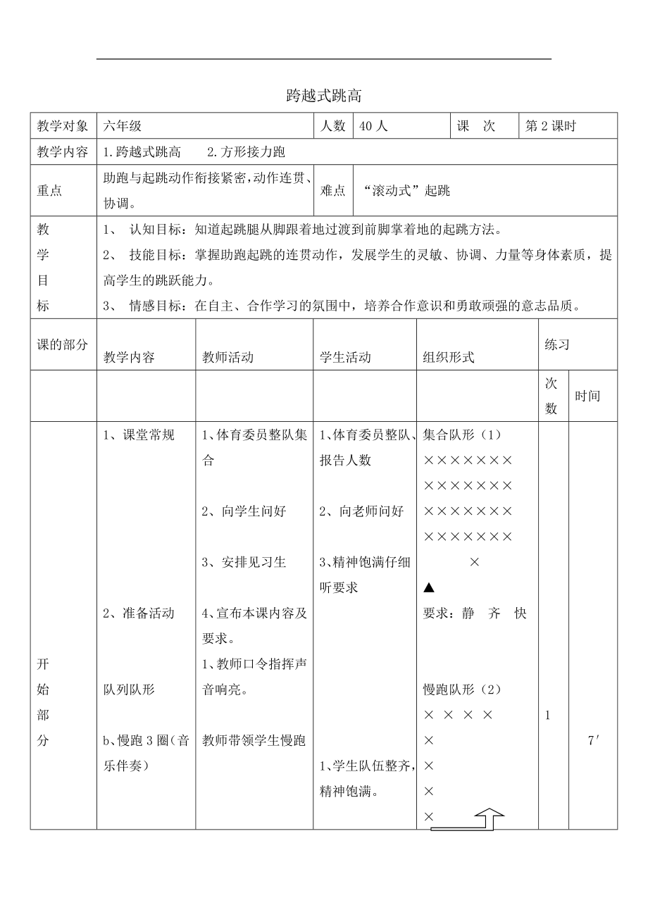 六年級體育教案-跨越式跳高 浙教課標(biāo)版_第1頁