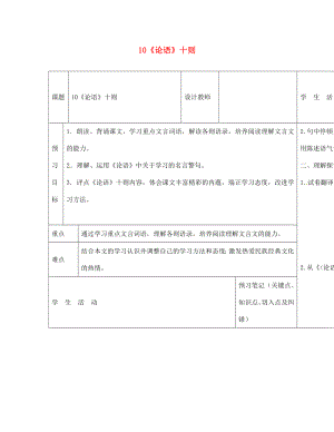 內(nèi)蒙古阿魯科爾沁旗天山第六中學七年級語文上冊 10《論語》十則導學案（無答案） 新人教版