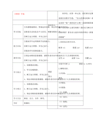 七年級(jí)語(yǔ)文上冊(cè) 理想學(xué)案（無答案） 人教新課標(biāo)版