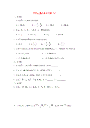 廣西陸川縣中學(xué)高一數(shù)學(xué)下學(xué)期 第4章 平面向量的坐標(biāo)運(yùn)算（1）同步作業(yè) 大綱人教版（通用）