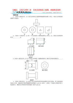 湖南省2020年高考數(shù)學(xué)第二輪復(fù)習(xí) 專題五 立體幾何第1講 空間幾何體的三視圖、表面積及體積 文