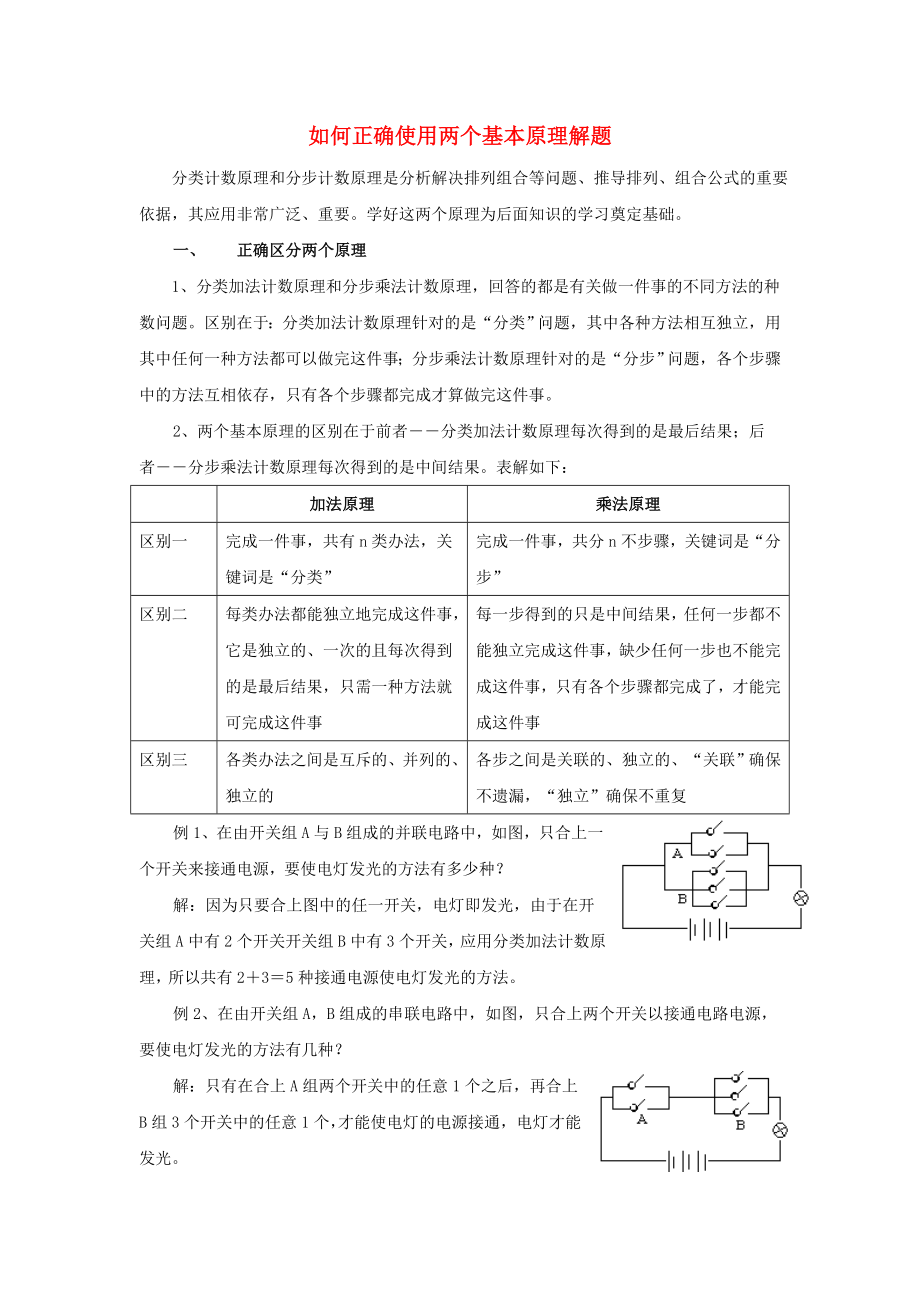 陜西省高中數(shù)學(xué) 第一章 計數(shù)原理 如何正確使用兩個基本原理解題拓展資料素材 北師大版選修2-3_第1頁