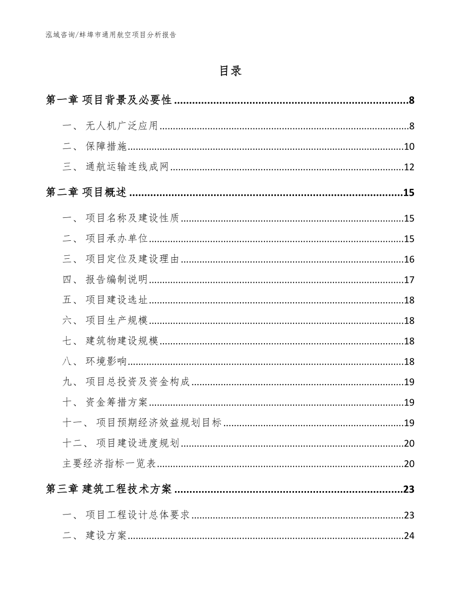 蚌埠市通用航空项目分析报告_范文模板_第1页