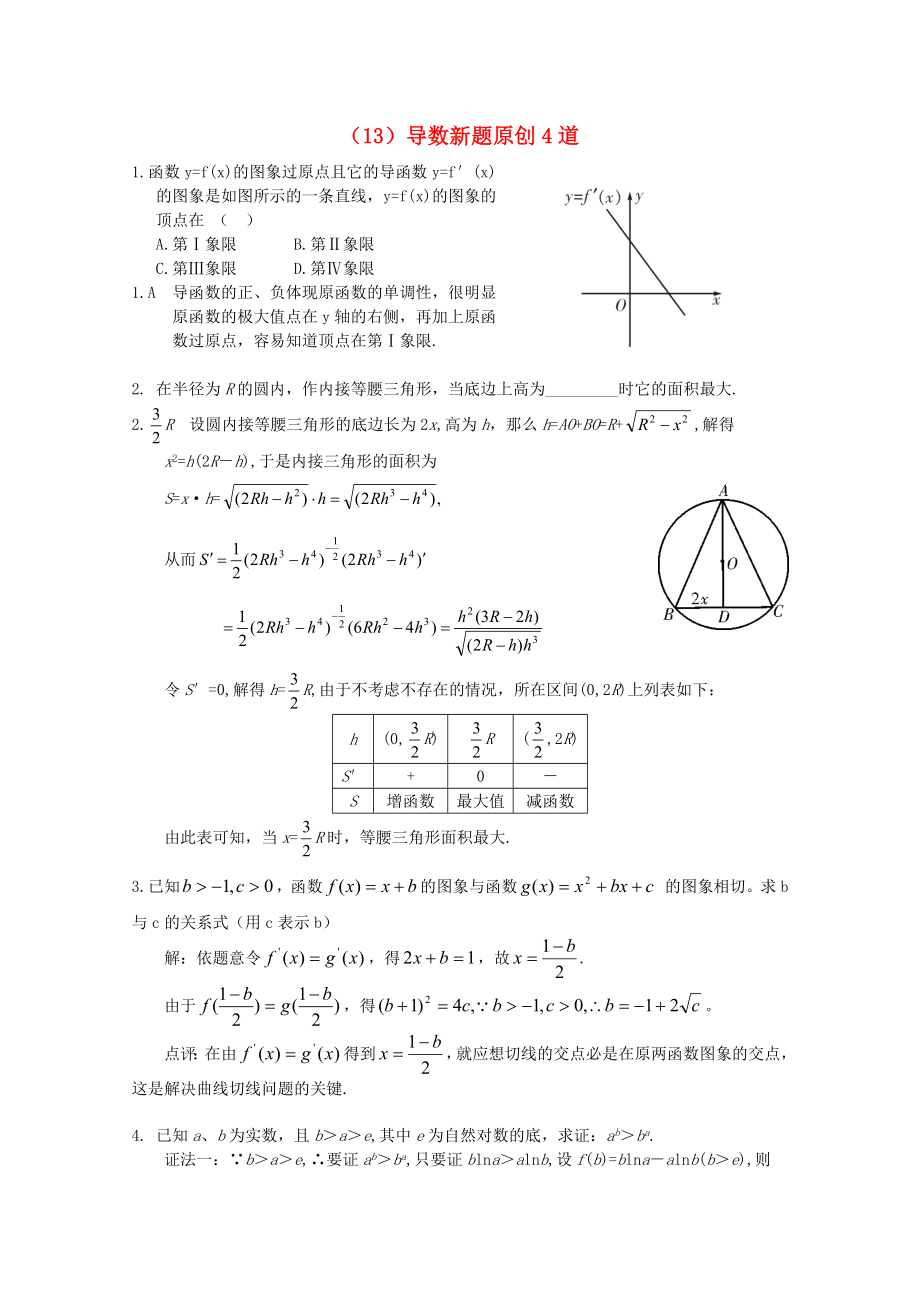 2020屆高考數(shù)學(xué) 導(dǎo)數(shù)新創(chuàng)題_第1頁