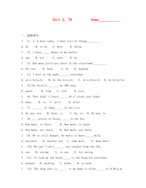 牛津英語7B Unit 2練習(xí)題及答案