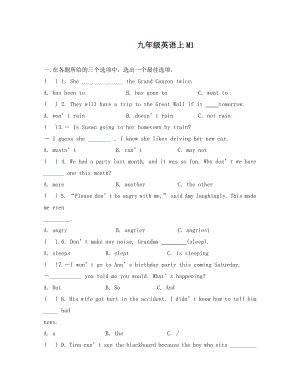 外研版九年級英語Module 1測試題