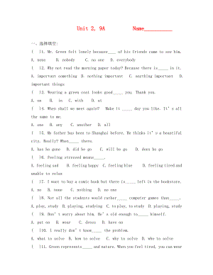 （英語試卷）9A Unit 2練習(xí)題及答案