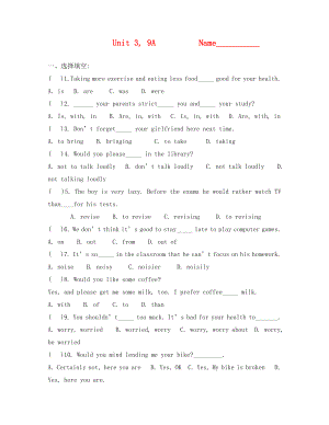 （英語(yǔ)試卷）9A Unit 3練習(xí)題及答案