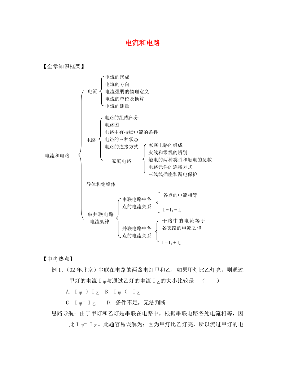 【決勝】八年級(jí)物理專(zhuān)題指導(dǎo) 電流和電路2（無(wú)答案）_第1頁(yè)