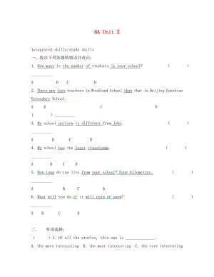 （英語試卷）8A Unit 2integrated skills and study練習題及答案