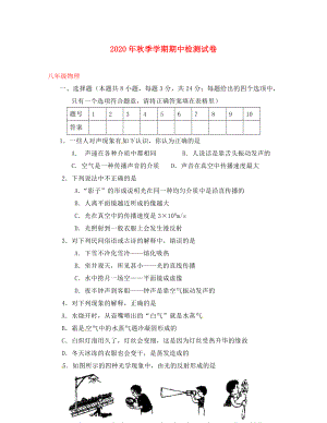 云南省田壩二中2020學(xué)年八年級物理下學(xué)期期中檢測試題（無答案） 新人教版